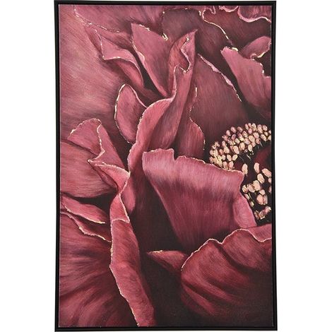 Tableau de fleurs de pivoine en gros plan cadre noir (1/2)