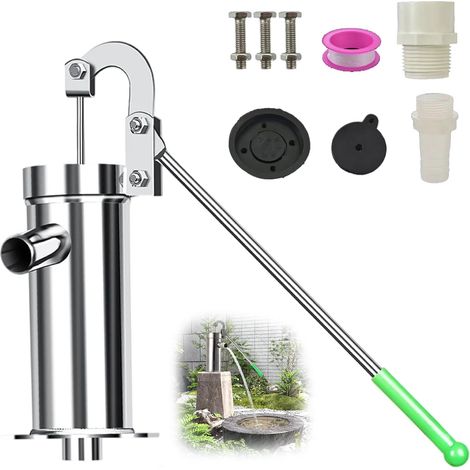 Handarmpumpe für Wasser, Grundwassertiefe 10 m, manuelle Wasserpumpe, Edelstahl, geeignet für Haus, Garten, Hof, Bauernhof