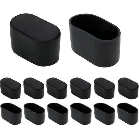 Lot de 20 protections noires pour pieds de meubles (tables, chaises, etc.), en caoutchouc et PVC ovales, pour sols et sols. (1/4)