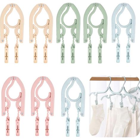 Lot de 8 cintres pliables (avec clips) pour voyage, pliables, portables, pour bébé, adaptés aux voyages d'affaires et à la décoration de la maison (1/5)