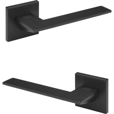 Designer Türgarnitur, Zimmer Türgriff WC / Bad Aluminium matt in 4 Farben - Ricardo Borelli Q01: schwarz matt, Türgriffe