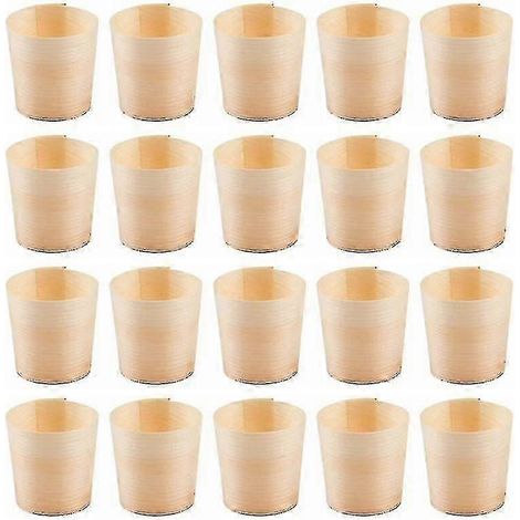 40pcs Wooden Cups Disposable Wood Cups Round Water Cups Portable Salad Holder (1/3)