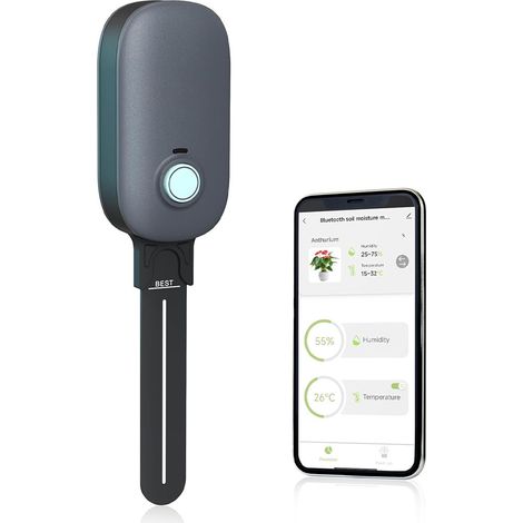 Bodenmessgerät, kabelloser Bluetooth-Bodenfeuchtesensor, 2-in-1-Bodenfeuchtemesser, für Garten, Rasen und Topfpflanzenpflege (1/4)