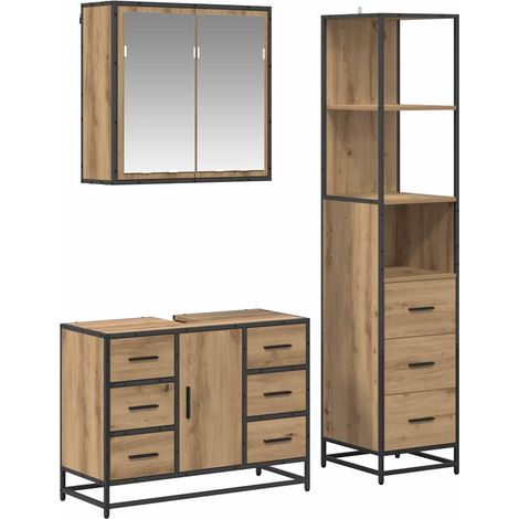 Juego de muebles de baño con cajón 3 pcs Roble artisan vidaXL