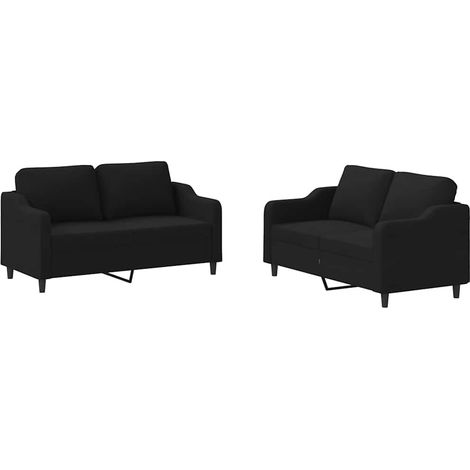 Maison Exclusive - Set di Divani 2 pz con Cuscini Nero in Tessuto (1/5)