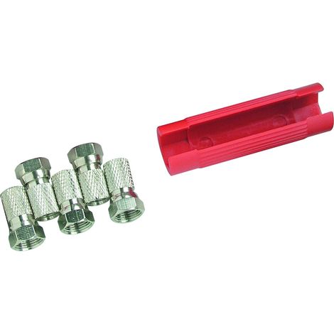 Schwaiger Montageset für F Stecker ADH14 531 rot, mit Aufrdrehhilfe und F Steckern F-Stecker (1/3)