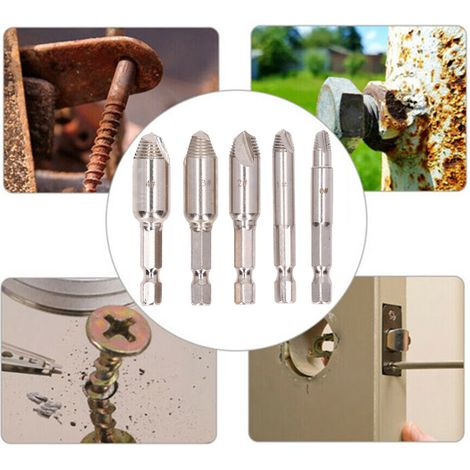 Kit d'extracteurs de vis en 5 pièces, extracteur de vis à double extrémité, extracteur de vis abîmées et cassées. (1/5)