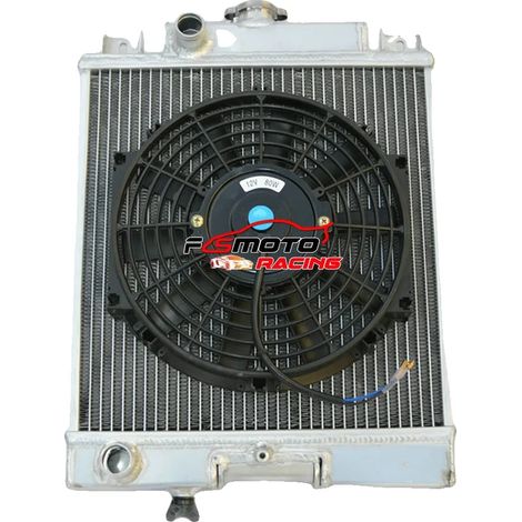 Radiador de aluminio, 350 mm x 330 mm x 40 mm, entrada/salida de Φ1,125", compatible con Suzuki Swift GTi 1989-1994, 2 filas. (1/5)