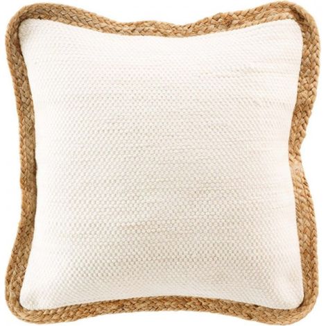 Coussin déhousssable passepoil 45 x 45 cm polycoton +jute Akina Naturel