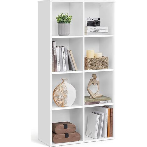 Bibliothèque, Étagère, Meuble de Rangement avec 8 Compartiments, Étagère sur Pied, Bibliothèque Cubique, pour Salon, Bureau, Salle à Manger, Blanc Nuage (1/5)