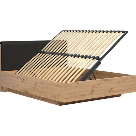 Lit coffre 160x200 ouverture latérale sommier inclus Mao Bois (1/5)