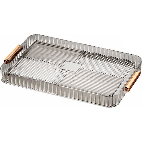 Vaschetta raccogligocce per il tè in plastica trasparente, capiente e multifunzionale, ideale per servire il tè a casa o in soggiorno. Dimensioni ridotte, colore grigio trasparente. (1/5)
