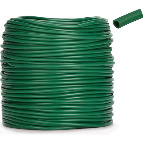 Lien Souple Tube Creux pour Attacher Plantes, 3mmX100m Cordon Creux, Tuyau Creux en Caoutchouc pour Tomates, Roses, Fleurs- Vert (1/5)