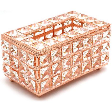 Boîte de rangement pour mouchoirs en métal et verre cristal, porte-serviettes luxueux pour maison (1/5)