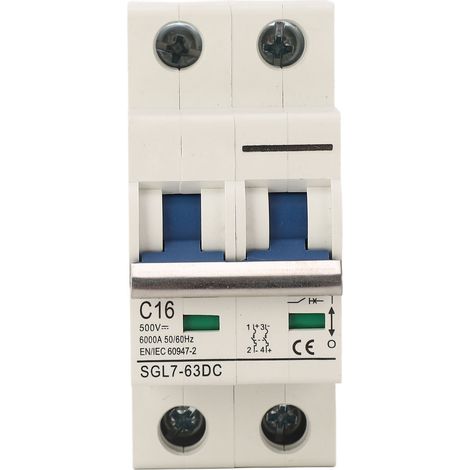 Disjoncteur CC 2P 16A, protection contre les surcharges, montage sur rail DIN, disjoncteur miniature pour système photovoltaïque solaire 500 V CC (1/5)