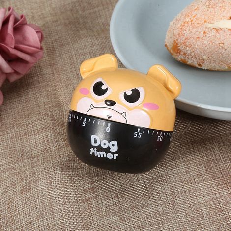 Minuteur de cuisine mécanique en forme de chien mignon, compteur manuel pour la cuisine à domicile, outil de rappel (kaki) (1/5)