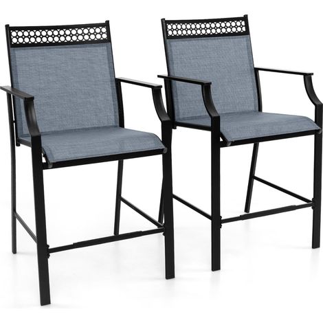 Tabourets de bar d'extérieur (2 pièces), tissu à séchage rapide, bleus