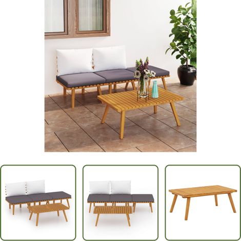 vidaXL Mobilier extérieur - Salon de jardin 4 pcs avec coussins Bois d'acacia solide (1/5)