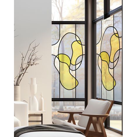 Stickers décoratifs électrostatique, vitrail trompe l'oeil, pastel mood, raccordable, 150 cm X 67,5 cm (1/5)