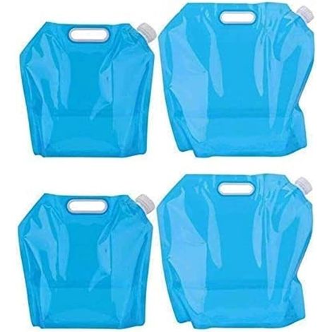 Lot de 4 réservoirs d'eau pliables de 30 L (2 x 5 L + 2 x 10 L), pour le camping et les activités sportives.-AquaForge (1/4)