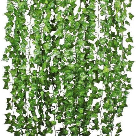 Garland suspended of 24 m of sheets of lierre artificial with 12 rod of flowers artificial wheels (1/5)