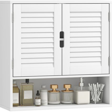 HOMCOM Bathroom Cabinet, Wall Mounted Cabinet with Adjustable Shelves, White