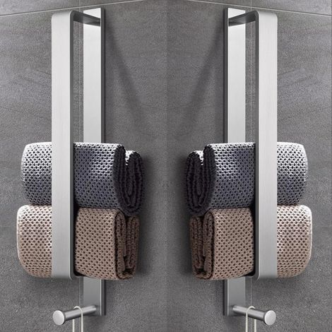 Handtuchhalter ohne Bohren, selbstklebend, Edelstahl gebürstet, 43.5cm, 2 Stück (1/5)