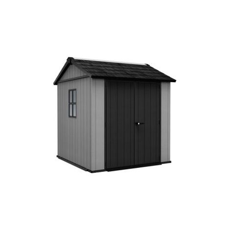 Keter 273218 Newton Plus 757-775 Casetta da Giardino in Resina EVOTECH+ 4 m² Doppia Porta 2 Finestre Lucernario Pavimento Incluso colore Grigio (1/5)