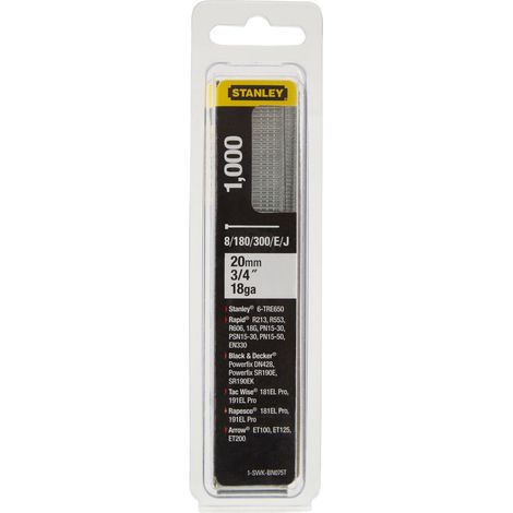 Grohe – Boîte de 1000 clous à tête bombée 20mm – Pour agrafeuses Stanley, Black+Decker, Rapid – Dimensions 3/4" – 18ga