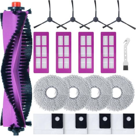 Accessory kit for EUREKA J15 Pro Ultra Robot Vacuum Cleaner: 1 Main Roller Brush, 4 HEPA Filters, 4 Cleaning Cloths, 4 Side Brushes, 4 Dust Bags, 1 Cleaning Brush (1/4)