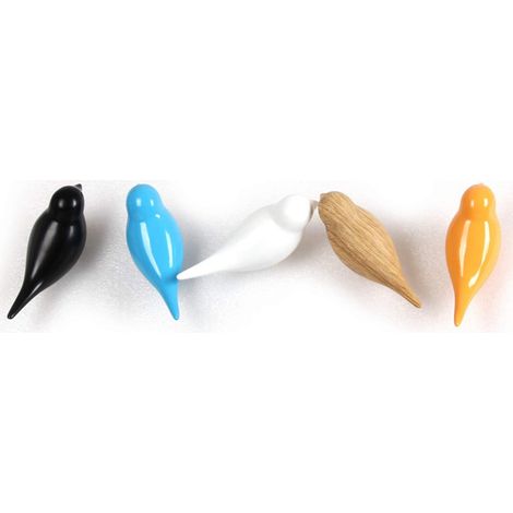 Crochet décoratif en forme d'oiseau, design raffiné et style DIY créatif, idéal pour votre boutique ou votre maison, patères en résine imitation bois 3D (1/5)