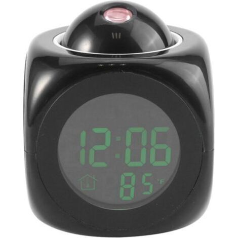 Proiettore LCD digitale multifunzionale da parete con messaggi vocali, visualizzazione della temperatura e sveglia a LED. (1/5)