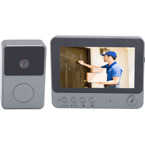 Kit sonnette vidéo interphone sans fil duplex 2.4G avec écran carillon ding dong sécurité maison (1/5)