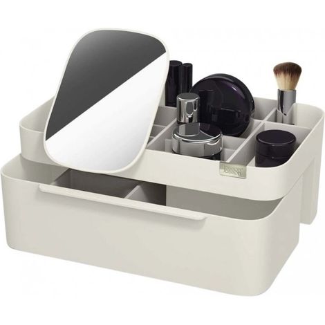 Viva Joseph Joseph, grande organizer per cosmetici con specchio estraibile 2 in 1, scomparti profondi e superficiali, dimensioni 30 x 19,5 x 12 cm, colore Shell (1/5)