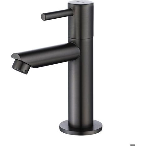 Robinet Eau Froide Gris Robinet Salle de Bain Noir pour Lave-Mains Robinetterie Corp en Laiton pour Lavabo Design Moderne-MCJ (1/5)