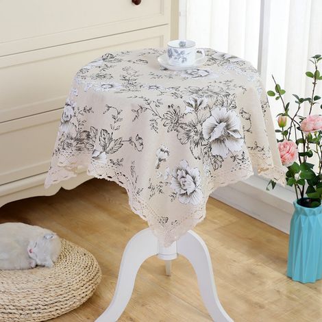 Nappe Rondes - Coton Et Lin - Imperméable Antitache Et Anti-Froissé - Pour Salle À Manger Extérieur Pique-Nique Buffet - 105 X 105 Cm - 1 Pièce (1/3)