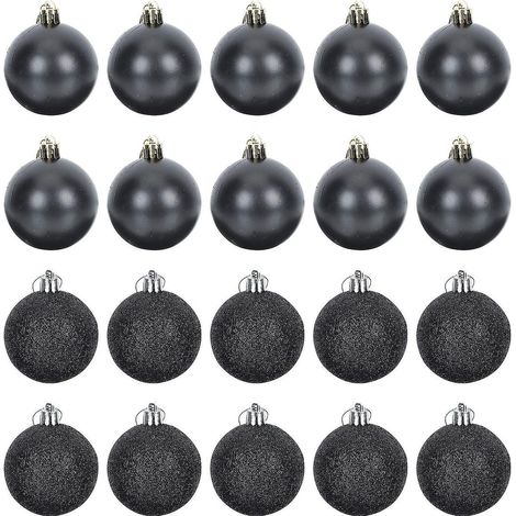 24 boules de Noël noires électroplaquées pour décorer le sapin. (1/4)