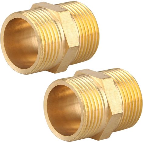 Mamelon double G1/2" (Ø 20mm) laiton mâle,4 pièces hexagonal G1/2"M/M,Raccord de jonction 2 x M Raccord fileté,Double mamelon Raccords en convient pour l'eau potable Double Mâle/Mâle G1" (1/5)