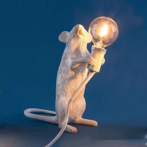 VURAHOME - LAMPES LED MODERNE RÉSIN LED Table des feux de nuit Pas d'ampoule(Rat de la station blanche) (1/5)