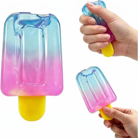 Bunter, eiscremeförmiger Stressball, weich und sinnlich für Erwachsene. Hübsches und handliches Schreibtischaccessoire, ideal für Büro, Schule oder Reisen. (1/5)