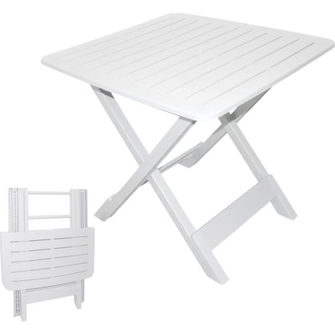 Klapptisch in weiß - 80 x 72 cm - Beistelltisch Gartentisch Campingtisch