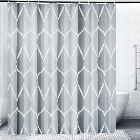 Rideau De Douche - Polyester Imperméable - Ourlet Lesté - Motif Géométrique - 180 X 180 Cm - 12 Œillets Renforcés - 1 Pièce (1/5)
