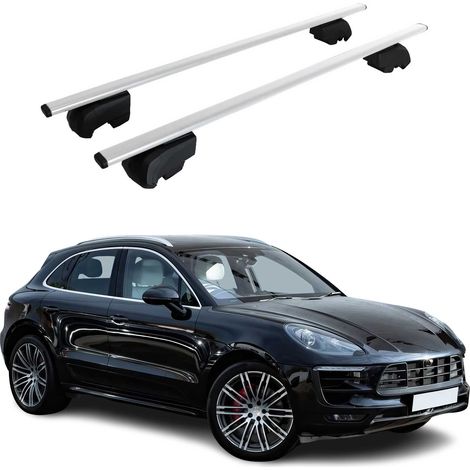 OMAC Dachtrager Quertrager für Porsche Macan I 2015-2026 – City Crash getestet – ISO PAS 11154:2006 – Abschliessbar – Max 75 kg – 2 Stangen Stahl Silber (1/5)