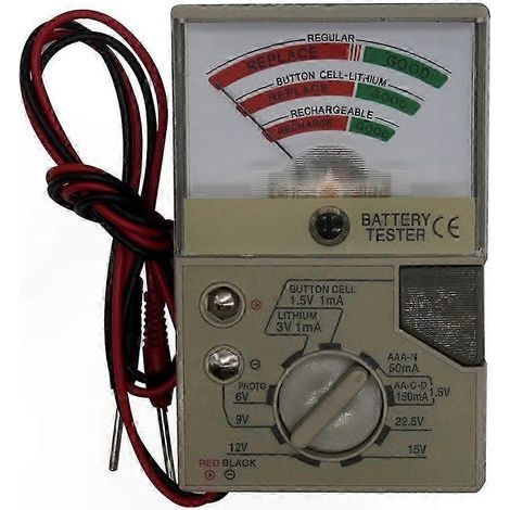 Testeur de piles universel pour piles AA, AAA, C, D, N et piles boutons avec voltmètre