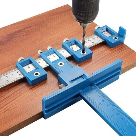 Guida per la foratura di mobili - Guida per la foratura regolabile, guida per la foratura e l'inserimento di tasselli nel legno per l'installazione di maniglie e pomelli su porte e cassetti (1/4)