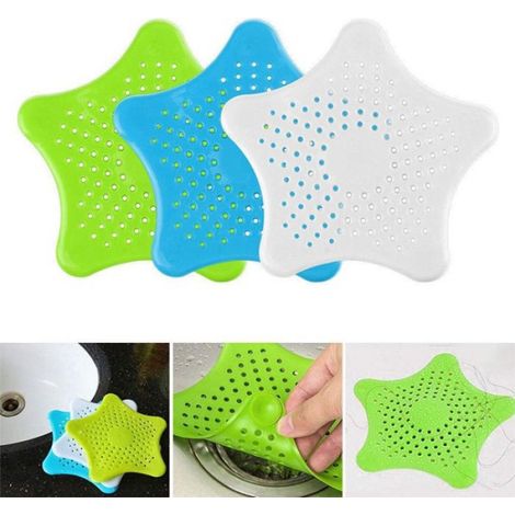 Attrape-cheveux de drain - Silicone - Forme étoile de mer - Couleur aléatoire (1/5)