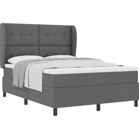 Maison Exclusive - Letto a molle con materasso Grigio scuro 140 x 190 cm Tessuto