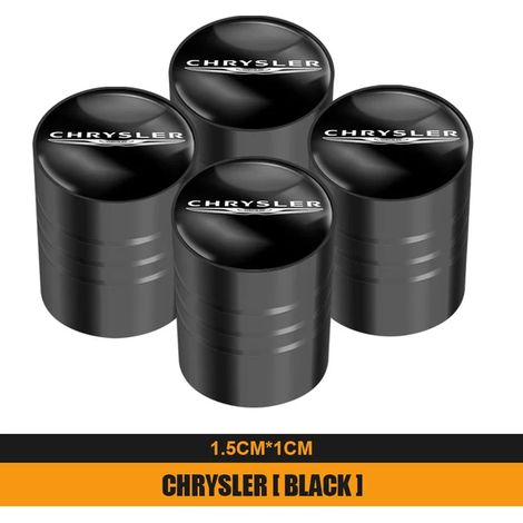 (Noir A) 4 bouchons de valve de pneu en métal pour voiture, compatibles avec Chrysler 300c, PT Cruiser, Grand Voyager, Pacifica, Town Country, Crossfire et Sebring (1/5)