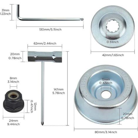 Kit universel d'écrous de tête de débroussailleuse pour débroussailleuses chaudes, adapté pour STIHL FS120 130 130R 200 250 55