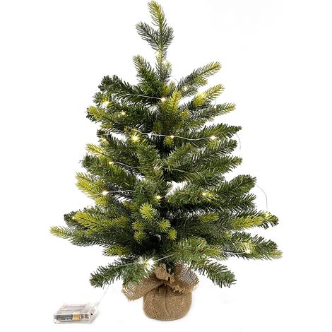 Rebecca Mobili Künstlicher grüner Weihnachtsbaum klein 60 cm Yuta Basis mit 50 LED Lichtern
